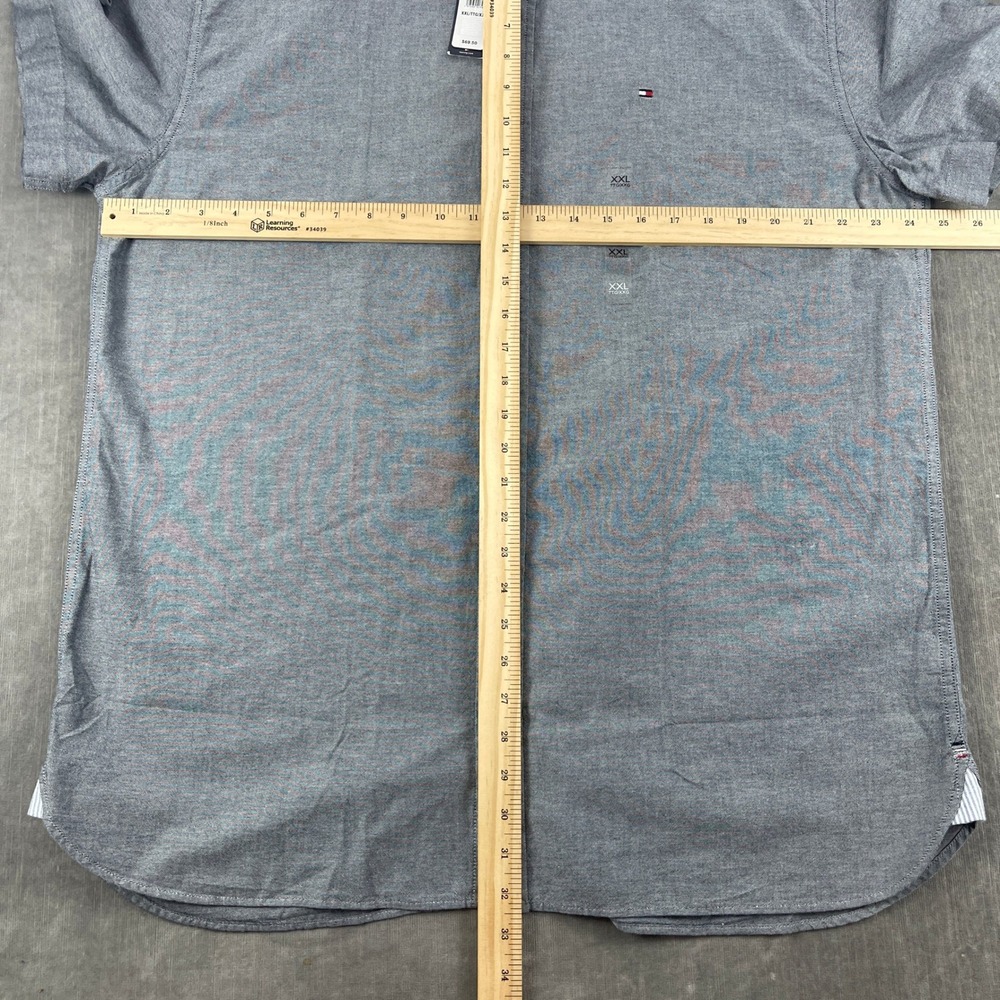 Tommy Hilfiger Mens XXL Grey Short Sleeve Button Down Regular Fit Stretch Shirt - Picture 5 of 7